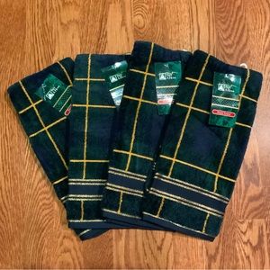 Hand Towels At Home Plush Blue Geen Gold Lot of 4 New with Tags Vintage